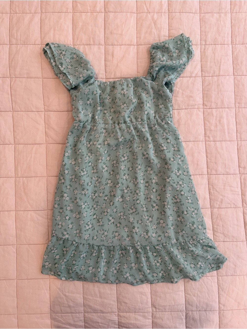 Cat & Jack - Size M (8) - Sage Green Floral Dress with Ruffle Hem